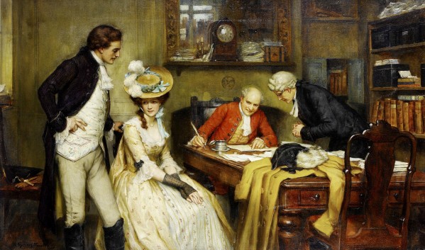 Signing the marriage contract, 1905 by George Sheridan Knowles